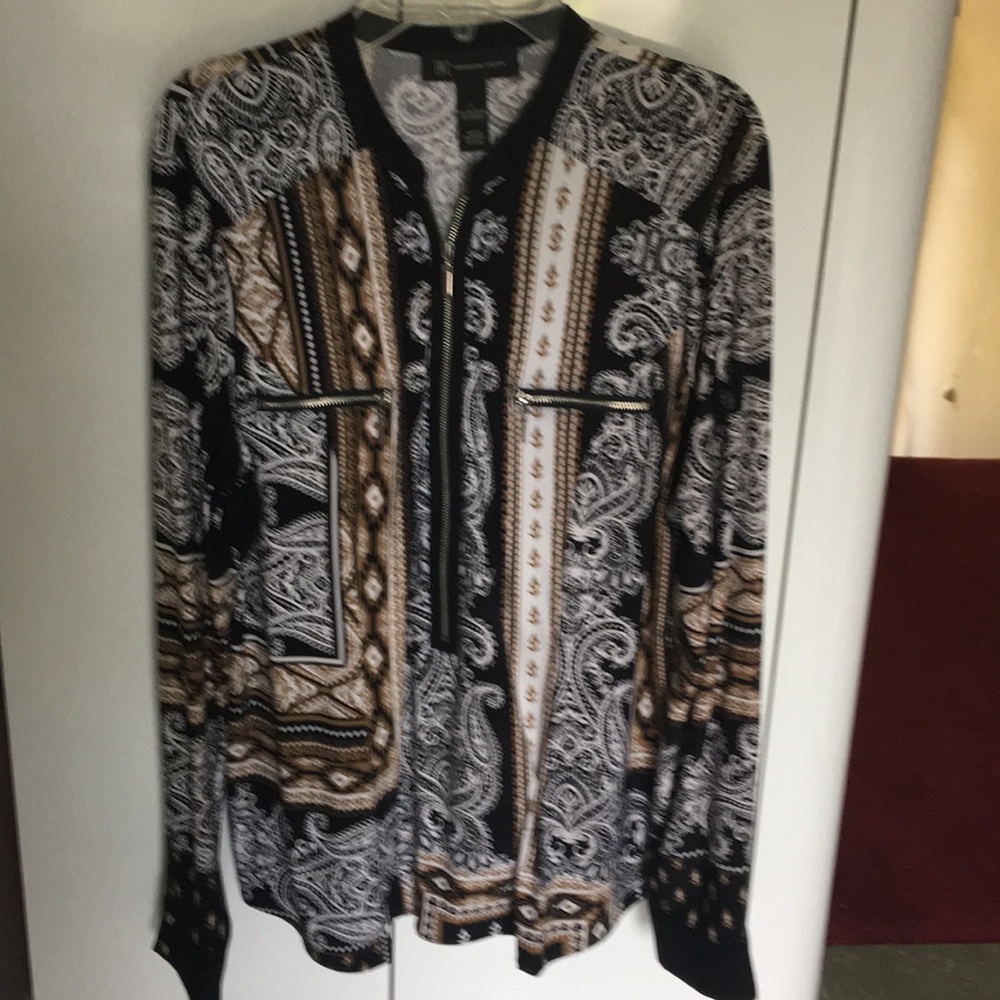 INC Long sleeve zipper up blouse